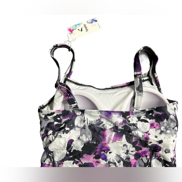 UPOPBY modest one piece swimsuit ruched shirred middle size 6 NWT - Picture 3 of 6